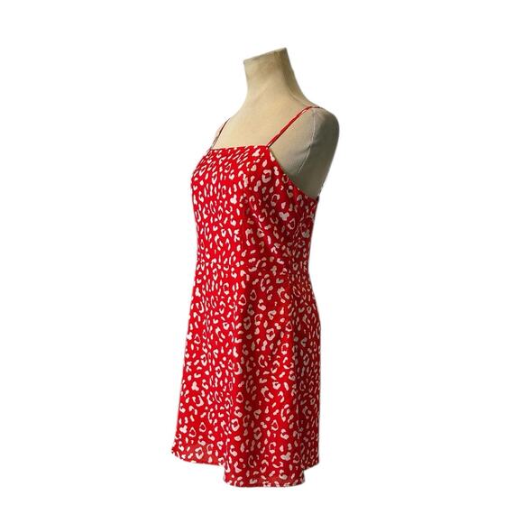 Aqua red white animal print summer mini dress size Small - Picture 10 of 15